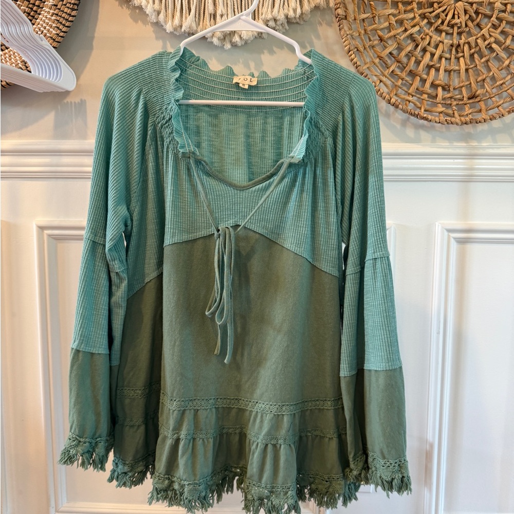 POL Green Long Sleeve Top